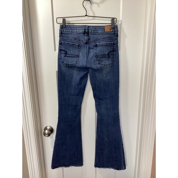 American Eagle Outfitters Denim Hi-Rise Artist Super Stretch Flare Jeans Blue 2 - Picture 4 of 10